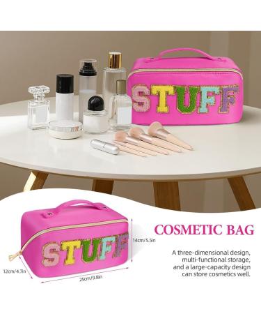 Aucuu Premium Nylon Cosmetic Bag Travel Organizer - Large Capacity Waterproof Zipper Bag for Women (Pink) - Buy Online on GoSupps.com