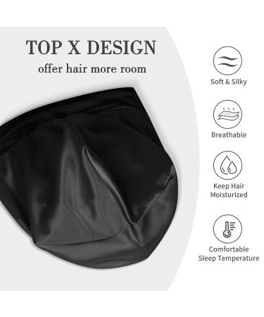 Fittia Silk Satin Bonnet for Sleeping | Bamboo Beanie Hair Wrap for Curly Hair | Medium Black - Buy Online on GoSupps.com