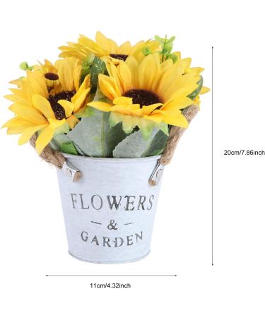 HOMSFOU 1pc Simulated Sunflower Faux Potted Plants Flower in Indoor Planters Sunflower Flower Pot Artificial Household Decor Jug Vase Sunflower Bonsai Decor Iron Plastic Twine Flowers Chic Yellow 20x11cm - Buy Online on GoSupps.com