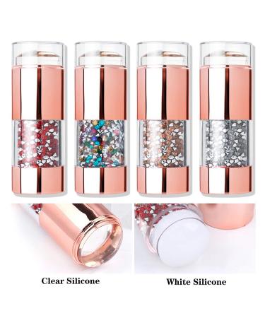 Baqi Nail Art Stamp Set - Double Head Silicone Gel Stamps with 2 Nail Scrapers for DIY Manicure & Beauty - Silver Design - Buy Online on GoSupps.com