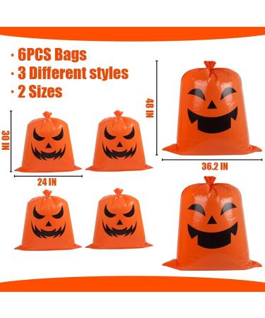 STEFORD Halloween Pumpkin Leaf Lawn Bags - Set of 6 | Jack O Lantern Yard Fall Leaf Trash Bags | Halloween Decorations & Party Favors - Buy Online on GoSupps.com