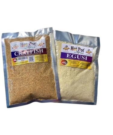 Hot Pot Africa Ground Egusi |Melon Seed (100g) & Crayfish for Cooking (100g)