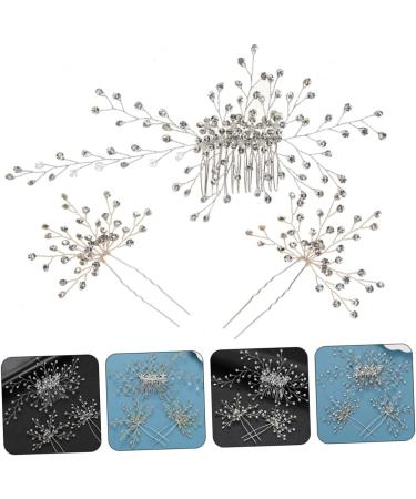 Ipetboom 3 Sets Bridal Headwear Wedding Diamond Comb Crystal Side Bridal Comb Compact Mirror Vintage Rhinestone Hair Comb Decor Women Hair Comb Women's European and American Zinc Alloy - Buy Online on GoSupps.com