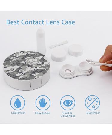 Gray Camouflage Cute Contact Lens Case | Portable Round Travel Kit with Mirror for Daily Outdoor Use - Shop Now - Buy Online on GoSupps.com