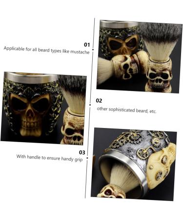 Beavorty Skull Beard Brush & Shaving Cup Set - Durable Foam Tools for Travel & Face Cleaning | 9x7.2cm - Buy Online on GoSupps.com