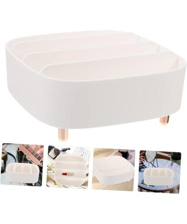 Housoutil Box Makeup Storage Box Eyeshadow Makeup Organizer Makeup Countertop Organizer Bracket Cosmetic 20.6X20X8.6CM White - Buy Online on GoSupps.com