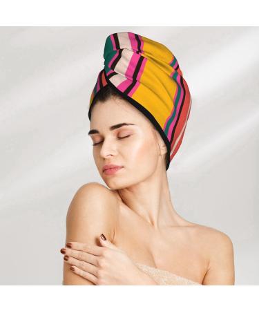 Hair Towel Wrap - Quick Drying Hair Turban with Button | Vertical Stripes | Perfect for Fast Hair Drying - Buy Online on GoSupps.com