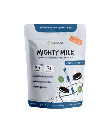 Cookies & Cream Mighty Milk - Kids All-in-One Daily Protein Powder & Multivitamin with Probiotics & Organic Spinach - Natural Flavors Colors & Sweeteners - 15-30 Servings