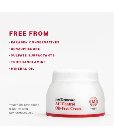 JEU'DEMEURE Korean skin care Acne Control Treatment Oil-Free Cream for Sensitive Skin Pimple Breakout Peptide Calming Blemish Acne 1.69 fl oz Oil Free Cream - Buy Online on GoSupps.com