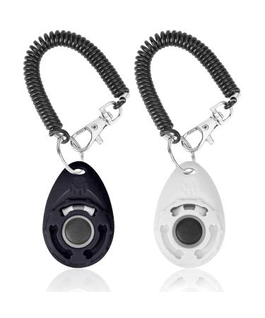Acehome 2 Pack Dog Training Clicker with Wrist Strap Pet Training Clicker with Big Button Effective Behavioral Training Tool for Cats Birds Puppy Recall (Black & White) Black+White - Buy Online on GoSupps.com