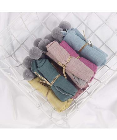Baby Triangular Scarf Children's Muslin Neckerchief with Hair Ball Bandana in Light Blue - Buy Online on GoSupps.com