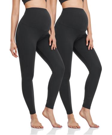 HOFISH Faux Leather Leggings Over The Belly High Waist Yoga Pants Workout Leggings Comfy Tights