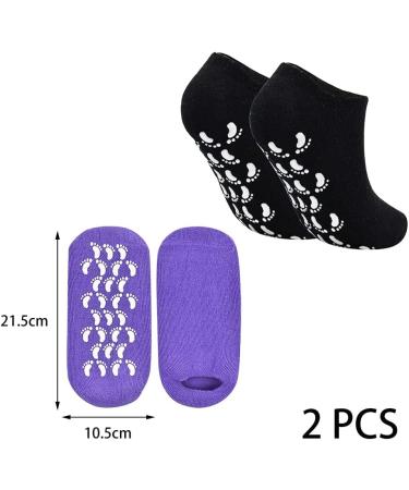 2 Pairs Moisturizing Gel Socks | Vitamin & Oil Infused Spa Foot Care | Black & Purple for Women - Buy Online on GoSupps.com