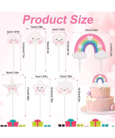 8PCS Rainbow Cake Decoration Set Soft Rainbow Pottery Cake Topper Cute Rainbow Cloud Cake Topper Star Cloud Shaped Cake Topper for Girls Toddlers Birthday Wedding Baby Shower - Buy Online on GoSupps.com