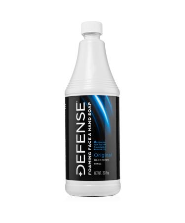 Defense Liquid Foaming Face & Hand Soap 32 Fl Oz Refill with Tea Tree  Eucaluptus  Jojoba  Aloe Vera  Olive & Coconut Oils