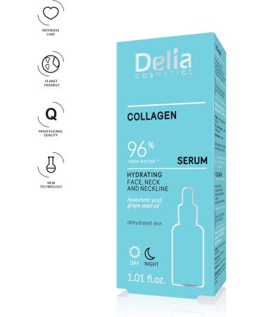 Delia Cosmetics - Moisturising Serum - Collagen - Dry Dehydrated Skin - Reduces Wrinkles. Improves Elasticity - Moisturised Fresh Skin - 30ml - Buy Online on GoSupps.com