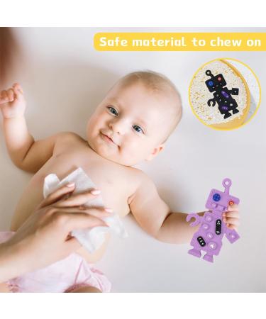 GTIVAA 2 Pack Soft Silicone Baby Teething Toys for 6-12 Months | Robot Shape Teething Toy Set for Boys and Girls | BPA Free Molar Teether Chew Toys (Black/Pink & Black/Purple) - Buy Online on GoSupps.com