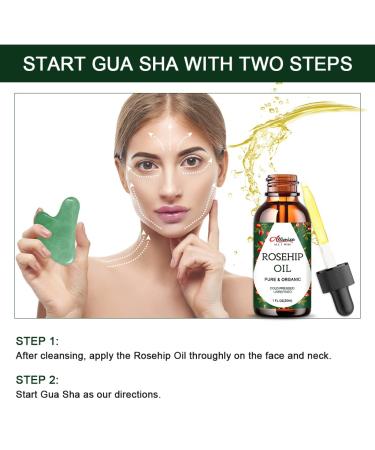 Gua Sha Facial Tools Set with Natural Jade Stone for Anti-Aging Massage - Includes Rosehip Face Oil for Puffiness and Fine Lines - 30ml - Buy Online on GoSupps.com