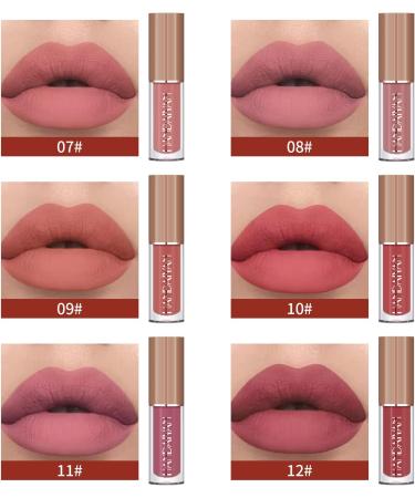 12 Colors Nude Liquid Lipstick Makeup Set - Long-Lasting, Waterproof, Non-Stick Cup - Velvet Matte - Gift Kit for Women - Set B - Buy Online on GoSupps.com
