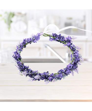 Lurrose Lavender Flower Crown Headpiece with Ribbon for Women - Perfect for Beach Wedding, Birthday Party and Vacation - Buy Online on GoSupps.com