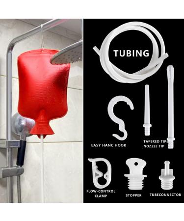 2 Quart Home Enema Bag Kit - Enema Tips, Hose, Clamp - Colon Cleansing Enemas (Red) - Buy Online on GoSupps.com