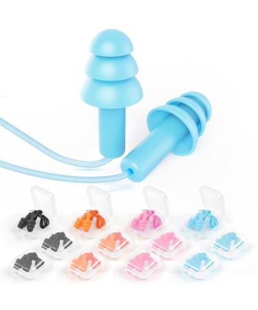 AMMON Ear Plugs 12 Pair Silicone Ear Plugs Reusable Earplugs for Sleeping Moldable Ear Plugs for Snoring Noise Cancelling Wax Earplugs for Swimming  Airplane  Shooting  22dB Highest NRR (Colorful)