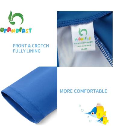 UPF 50+ Baby Boy Swimwear Set with Sun Hat | Blue Shark One Piece Zip Swimsuit 6-9 Months - Buy Online on GoSupps.com