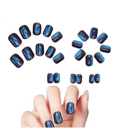 Stick on Nails - Soft Gel Press on Nails False Nail Coffin Short Glitter French Stick on Nails 12 Sizes Full Short Press Nails for Woman Girl Lencyh