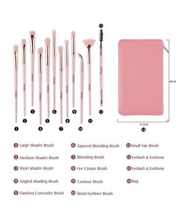 Daubigny 12 PCS Eye Makeup Brushes Set - Professional Eyeshadow, Concealer & Blending Tools with Carrying Bag (Pink) - Buy Online on GoSupps.com
