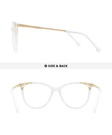 OLIEYE Cateye Blue Light Blocking Glasses | Anti Eye Strain Computer Eyeglasses for Women | Anti UV Clear Lens | Transparent Frames - 53mm - Buy Online on GoSupps.com