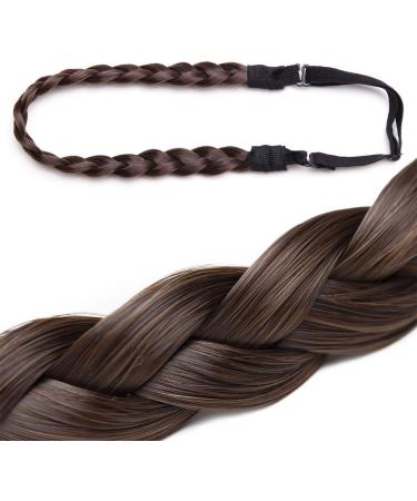 Braided Headband Hair 3 Strands Synthetic Hairpiece Classic Chunky Wide Thick Plaited Braids Elastic Headband Women Hair Extension Real Natural Look Samll Size Chocelate Brown mix Aubrun - Buy Online on GoSupps.com