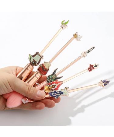 Genshin Impact Makeup Brush Set - 5-Piece High-Quality Synthetic Cosmetics Brushes for Foundation & Eyeshadow - Perfect Gift for Fans - Buy Online on GoSupps.com