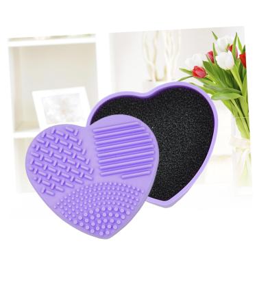 Heart-Shaped Purple Silicone Makeup Brush Cleaning Mat | Dry & Easy Brush Care | International Shipping - Buy Online on GoSupps.com