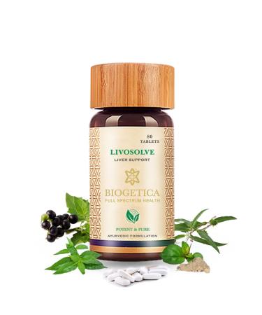 Biogetica Livosolve Herbal Supplement for Liver Care - Total Liver Support, Cleanse & Detox, Protects Cells & Enzymes - 100% Vegan Non-GMO - 80 Tablets