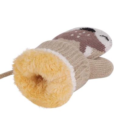 iEasey Cute Baby Winter Knitted Mittens | Fox Fleece Lined Gloves for 0-3 Years | Kids Thermal Ski Snow Hand Warmer | Xmas Gift (Brown/Light Brown) - Buy Online on GoSupps.com