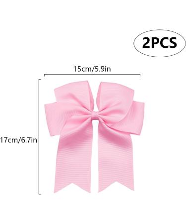 2 Pack 6 inch Bow Hair Clips Large Hair Bow Hair Barrette Clips for Women Girls Pink Hair Bow for Girls - Buy Online on GoSupps.com