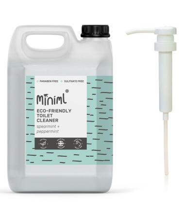 Miniml Eco Toilet Cleaner Spearmint & Peppermint - 5L Refill and 5L Pump - All Natural Limescale Remover Descaler and Heavy Duty Refill Rim & Bowl - Antibacterial Bleach - 100% Vegan & Cruelty Free