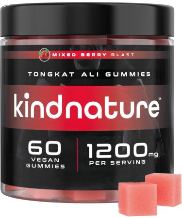 Kind Nature Tongkat Ali for Men Gummies - 1200mg Longjack Tongkat Ali Extract - Eurycoma Longifolia - Endurance Energy & Workout Performance Booster for Men - Non-GMO Vegan (30 Day Supply)