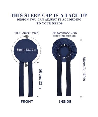 Shop Gugugo Dark Blue Silk Sleeping Hood | Adjustable Silk Bonnet & Satin Cap for Women - Buy Online on GoSupps.com