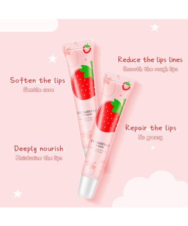Lip Sleeping Mask Strawberry Lip Balm Overnight Lip Masks Skincare Lip Oils Moisturizing Lip Balm Stick Lip Plumper Lip Moisturiser for Dry Chapped Peeling Cracked Lips Fades Lip Lines - Buy Online on GoSupps.com
