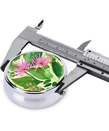 Shop Pink Plant Flowers Round Pill Box | 3 Compartment Travel Organizer - Perfect for International Use - Buy Online on GoSupps.com