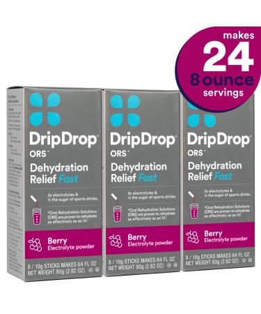 DripDrop ORS Berry Electrolyte Hydration Powder Sticks - 24 Count (Pack of 3) - Buy Online on GoSupps.com