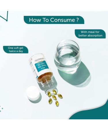 Generic Fish Oil 1000 mg with Lemon Flavour- 2X Omega 3 360mg EPA & 240mg DHA with Vitamin D3 & E | No Fishy Burps/After Taste Heart Health Support | 60 Softgels (30 Days Supply) - Buy Online on GoSupps.com