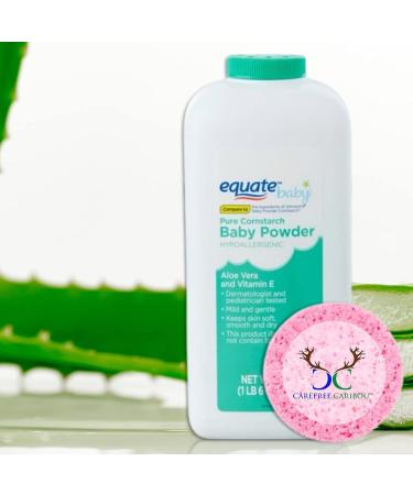 Pure Cornstarch Baby Powder Bundle - 2x 22oz Canisters with Aloe Vera & Vitamin E, Compressed Facial Sponge - Buy Online on GoSupps.com