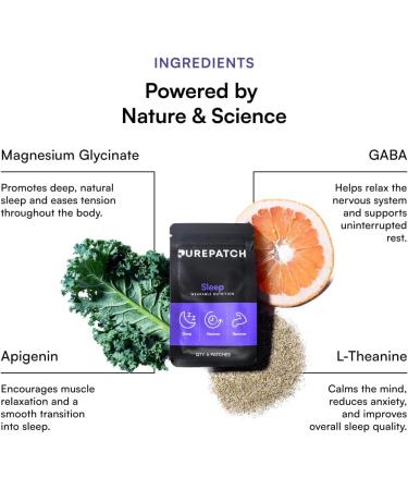 Pure Patch Sleep Patch Plant-Based Vegan Topical Patch Magnesium Glycinate GABA L-Theanine Apigenin Non-Ingestible Water-Resistant Gentle on Skin Gluten Free Made in USA 12Patches 12 Patches - Buy Online on GoSupps.com