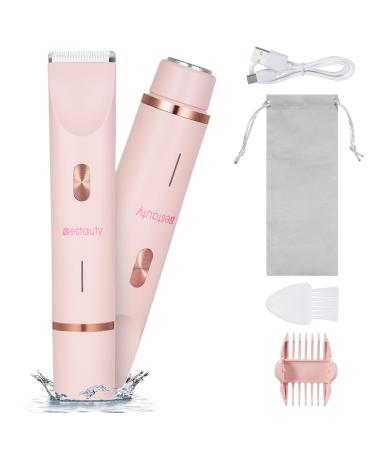 Bestauty intimate razor for women 2 in 1 razor women electrical - IPX7 waterproof wirelessly light and portable wet and dry intimate shaver women - for armpits legs shame face pink