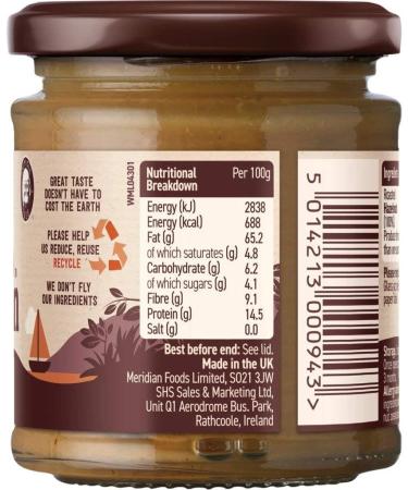 Meridian Crunchy Hazelnut Butter 100 % Nuts 170 g - Buy Online on GoSupps.com