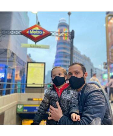 Anilev Set: 3 Washable Reusable Face Masks | Black Fabric | 3-Layer Regulation | Sizes S M L | International Shipping from Spain - Buy Online on GoSupps.com