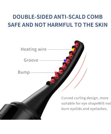 Dyeulget Electric Eyelash Curler Electric Small Lash Curler with Comb - 4 Levels Adjustable Temperature Heating Electric Lash Curler for Women Girls Black - Buy Online on GoSupps.com