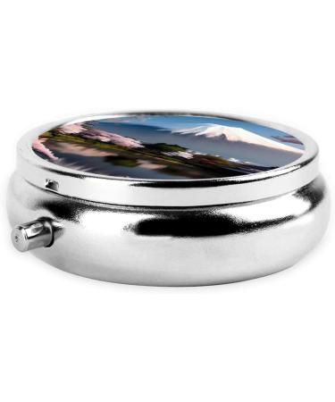 Mt. Fuji Early Spring Round Pill Box | 3 Compartment Travel Organizer | Portable Pill Case for Travel - Buy Online on GoSupps.com